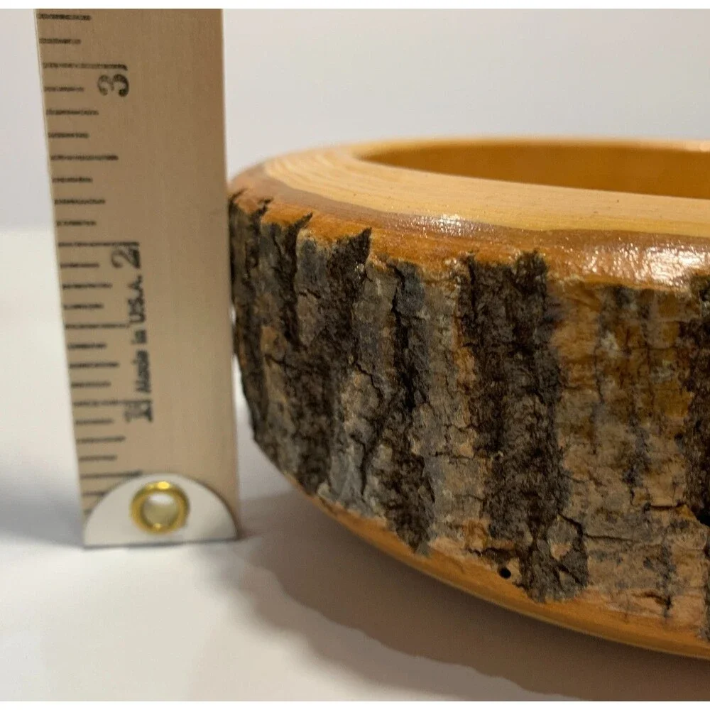 Vintage Wood Bark Mixed Nuts Bowl, Nutcracker/Pick Tool Holder, Cabin Decor MCM